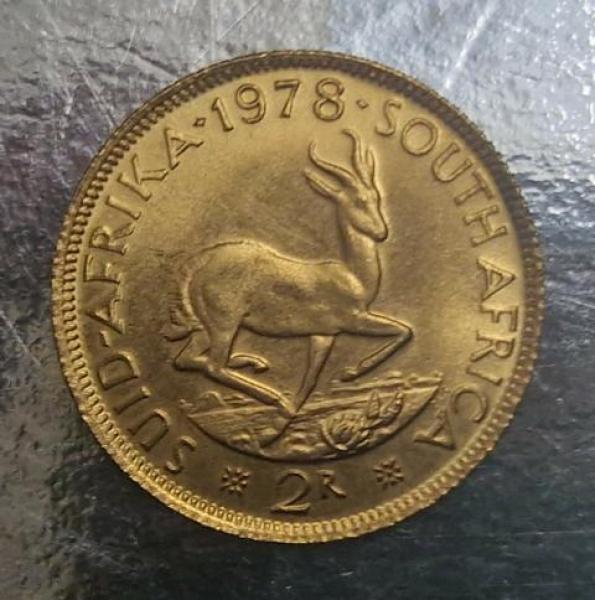 2 Rand 1978, Südafrika, 916,7 Gold