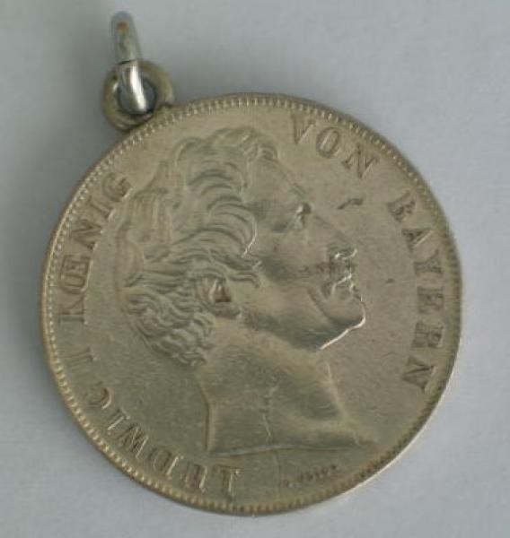 Münzanhänger "2 Gulden" 1848, Ludwig I König von Bayern" aus 900er Silber