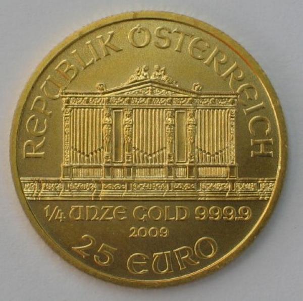 25 EURO 2009 Österreich (1/4 oz) 999,9 Gold "Wiener Philharmoniker"