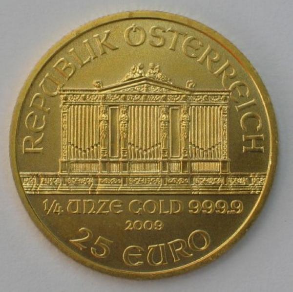 25 EURO 2009 Österreich (1/4 oz) 999,9 Gold "Wiener Philharmoniker"
