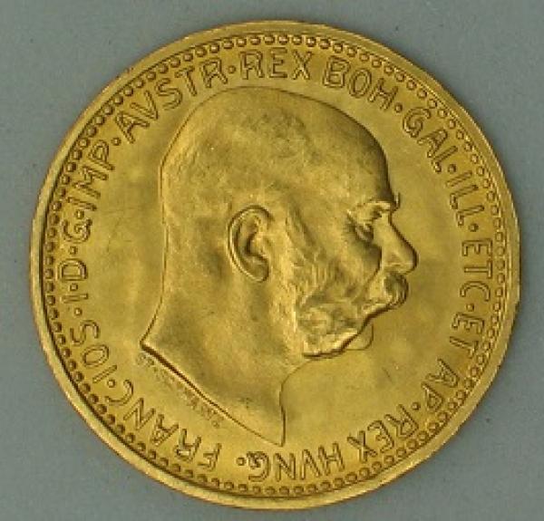 10 Corona / Kronen 1912 Österreich "Kaiser Franz-Josef I", 900er Gold, "Haus Habsburg"