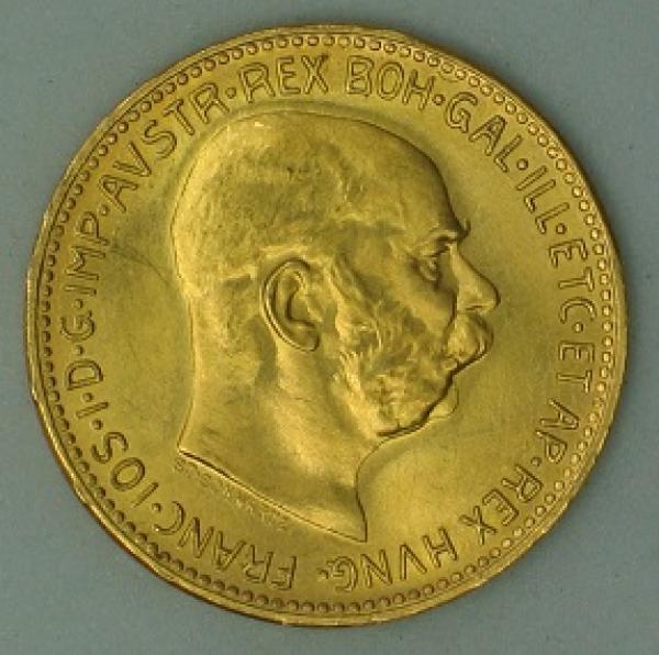 20 Corona / Kronen 1915 Österreich "Kaiser Franz-Josef I", 900er Gold