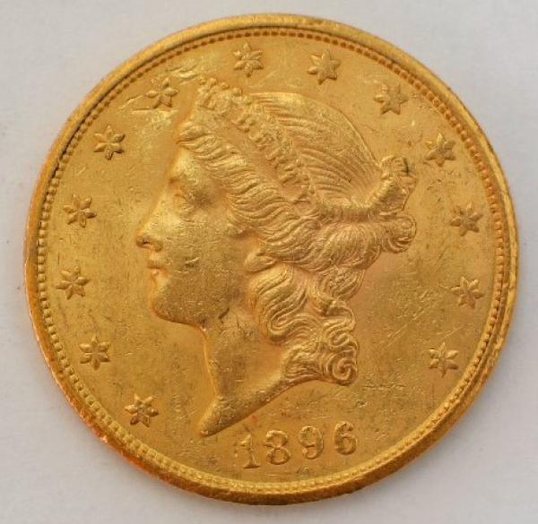 20$ US "Liberty Head" 1896" "Double Eagle" USA 900er Gold, San Francisco