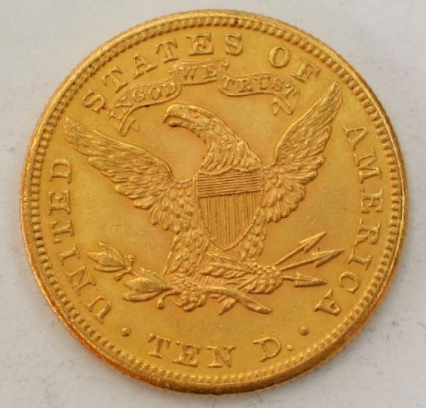 10$ US "Coronet Head" 1901 "Eagle" USA 900er Gold, Philadelphia