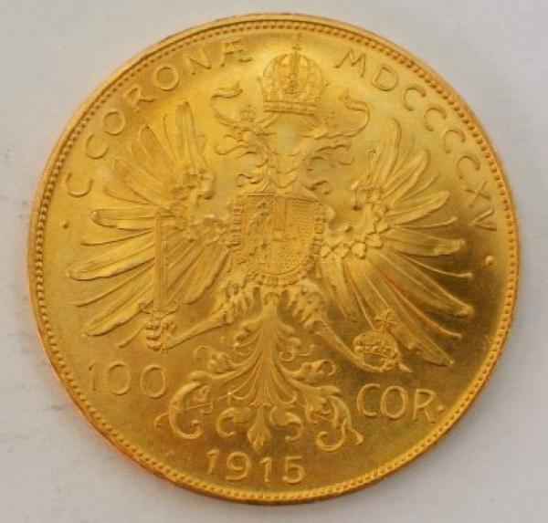 100 Kronen 1915 Österreich "Kaiser Franz-Josef I", 900er Gold