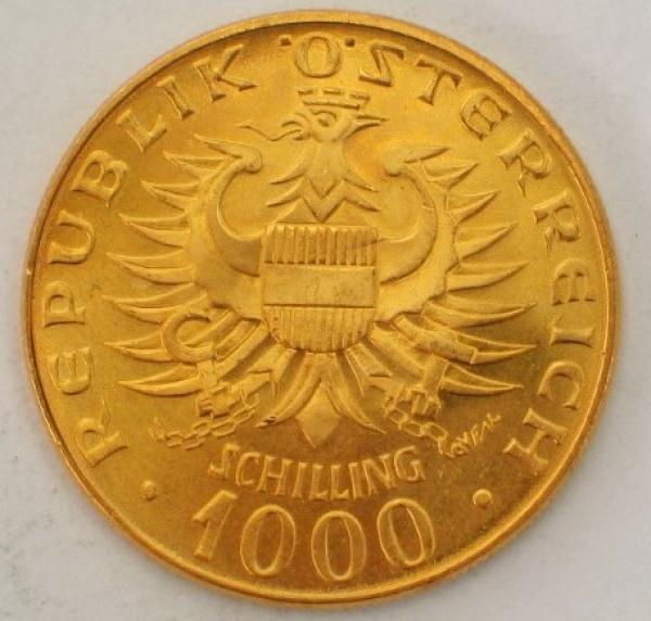 1000 Schilling "Einsetzung der Babenberger" 1976, 900er Gold