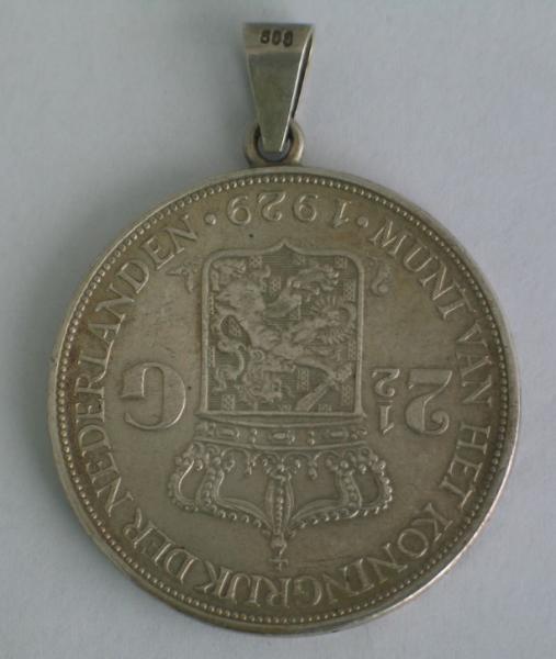 Münzanhänger "2 1/2 Gulden" 1929 - Münze aus 720er Silber, mit 800er Silberöse