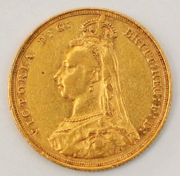 Sovereign "Victoria" 1890, "Krone", Großbritannien, 916,7 Gold, London