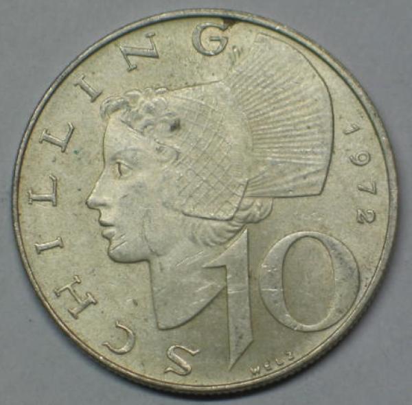 10 Schilling 1957-1973, Österreich - Silber 640