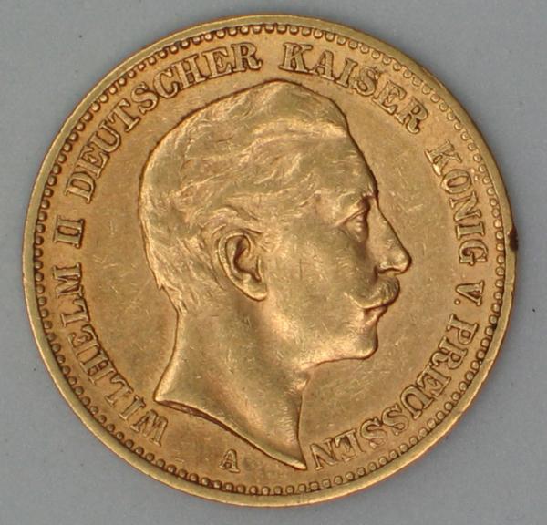 20 Mark "Wilhelm II", Reichsgold, Goldmark 1894, Deutsches Reich, 900er Gold, Berlin