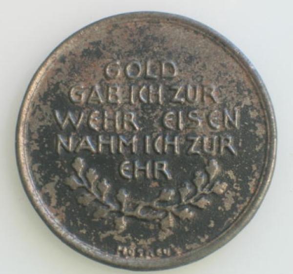 Medaille "Gold gab ich zur Wehr..." 1916, Eisen in Originalschatulle
