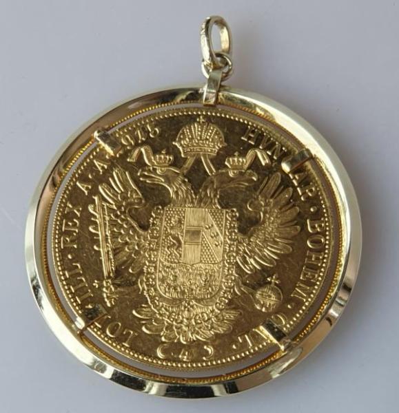 Münzanhänger "4er Dukat" Österreich 986/1000 Gold mit Kettenanhänger 585er Gold