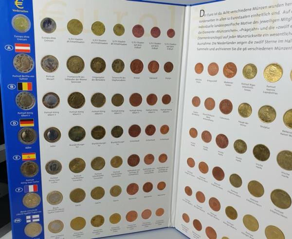 EURO Sammelalbum 96 Münzen aus 12 Ländern