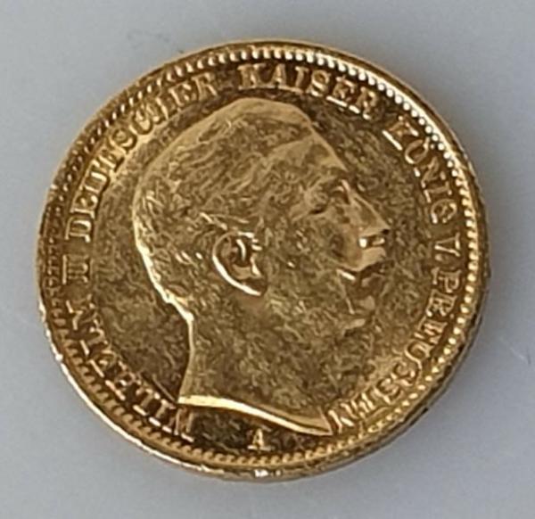 20 Mark "Wilhelm II", Reichsgold, Goldmark 1910, Deutsches Reich, 900er Gold, Berlin