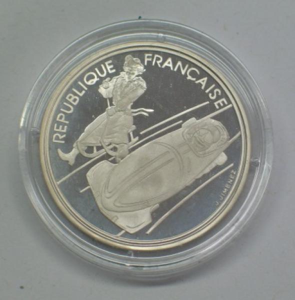 100 Francs 1990 XVI. Olympische Winterspiele, Albertville 1992 - Bob, Frankreich, Silber 900