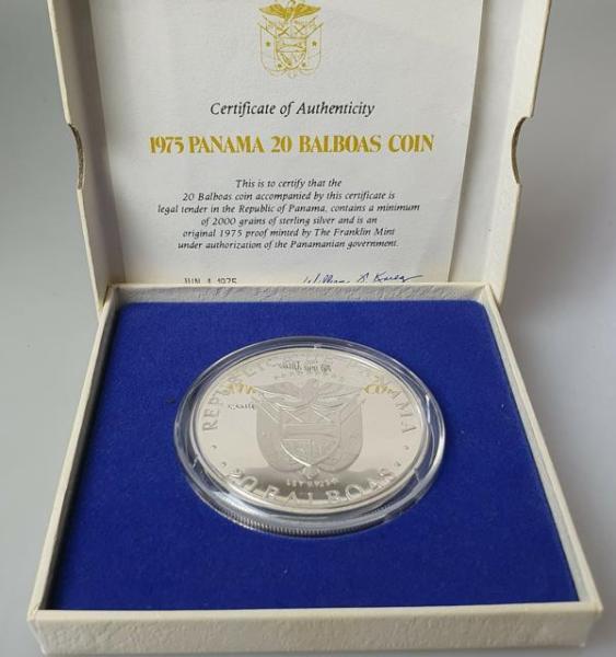 20 Balboas "Simon Bolivar aus 925er Silber in OVP