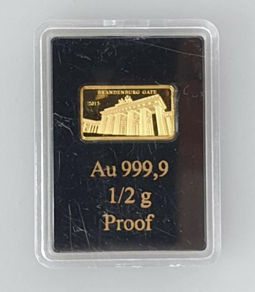 0,5 Gramm Goldbarren Brandenburger Tor 2017 aus 999,9 Feingold in OVP