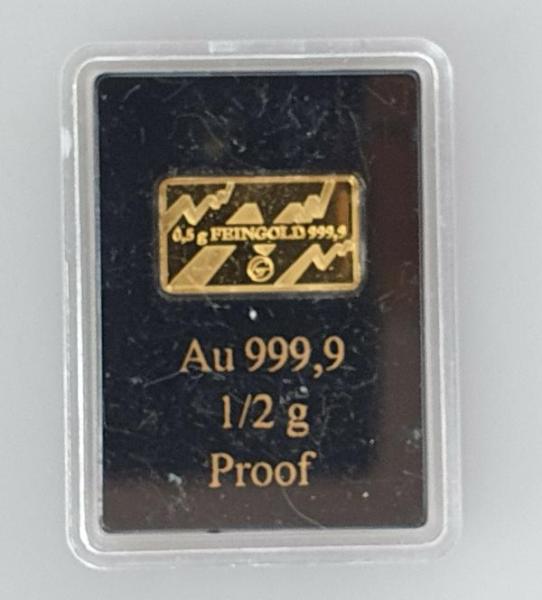 0,5 Gramm Goldbarren Bulls & Bears aus 999,9 Feingold in OVP