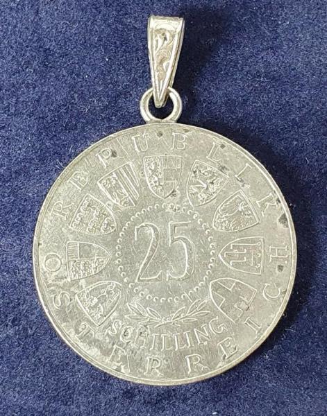 Münzanhänger "Carl Auer von Welsbach 1958" Österreich 25 Schilling - Münze aus 800er Silber