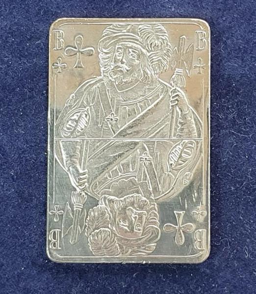 Spielkarte -Herzbube" aus 999,9 Feinsilber, Gewicht: 15,0g