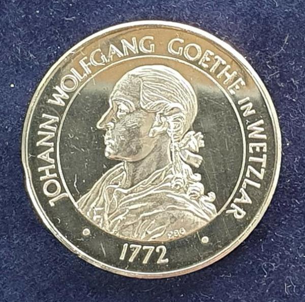 Silbermedaille -Johann Wolfgang Goethe in Wetzlar- 986er Silber, Gewicht: 11,1g