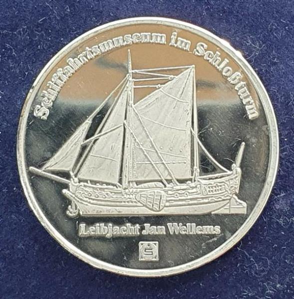 Silbermedaille -Schloßturm Düsseldorf Schifffahrtsmuseum- 1000 Feinsilber, Gewicht: 15,0g