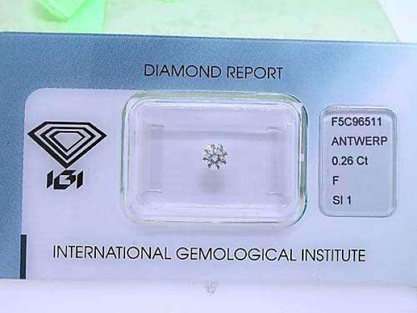 Diamant im Brillantschliff. 0.26 ct / si1 IGI Report