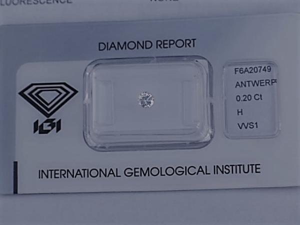 Diamant im Brillantschliff 0.20 ct/ vvs1 mit IGI Report