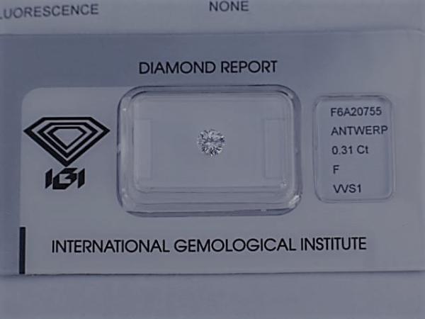 Diamant im Brillantschliff 0.31 ct/ vvs1 "F" mit IGI Report