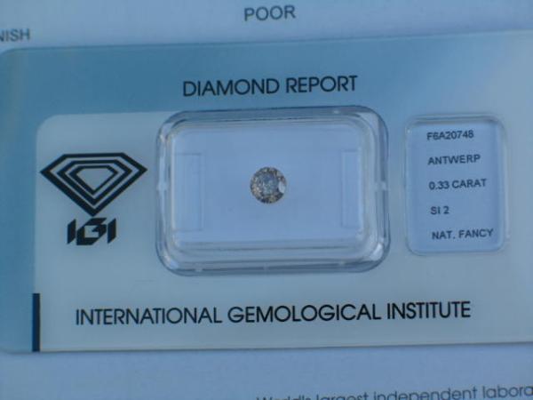 Diamant im Brillantschliff 0.33 ct/ Natural Fancy Brown/ SI2 mit IGI Report