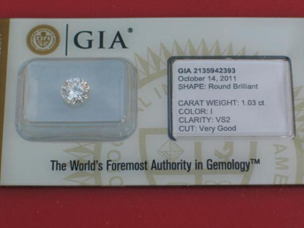 Diamant im Brillantschliff "I" 1.03 ct/ VS 2 mit GIA Report