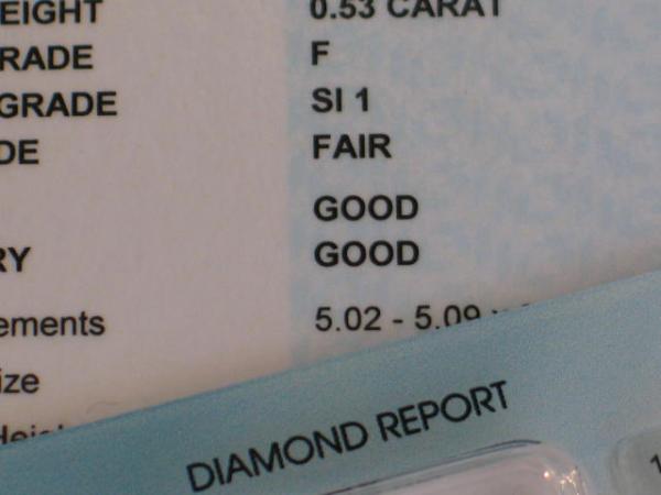Diamant im Brillantschliff 0.53 ct/ F/ SI1/ F/ G/ G/ N mit IGI Report