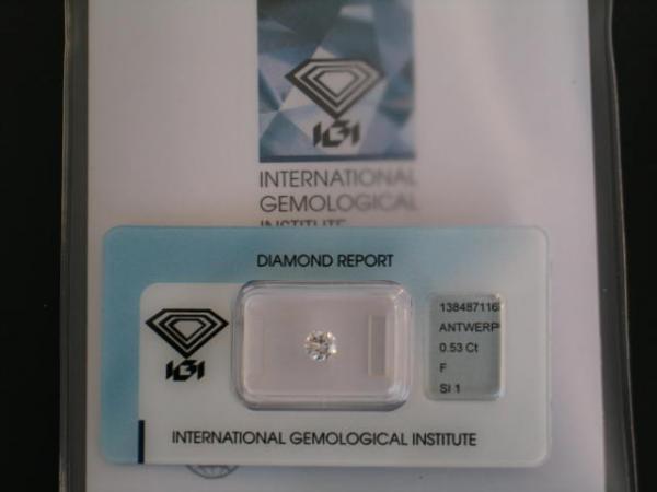 Diamant im Brillantschliff 0.53 ct/ F/ SI1/ F/ G/ G/ N mit IGI Report
