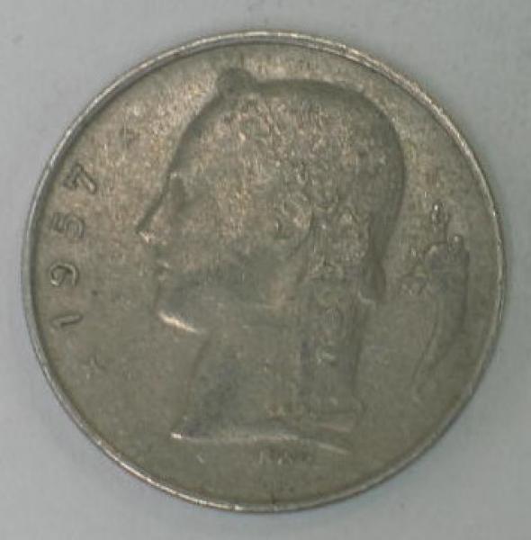 1 Franken, 1957, Legende in niederländisch - "België", Belgien 1950-1988