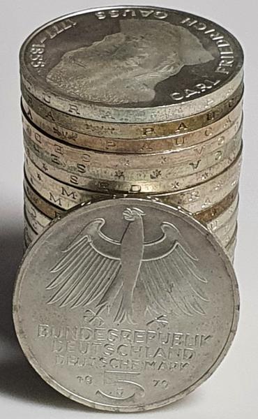 Investorenpaket 20x 5 DM Gedenkmünzen aus 625er Silber, 7 Gramm Feinsilber, diverse Ausführungen