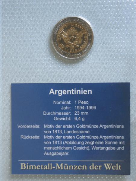 1 Peso aus Argentinien 1994-1996 im Blister