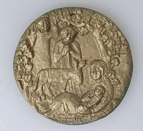 Medaille Weihnachten 1987 Katholische Militärseelsorge, Bronzeguss