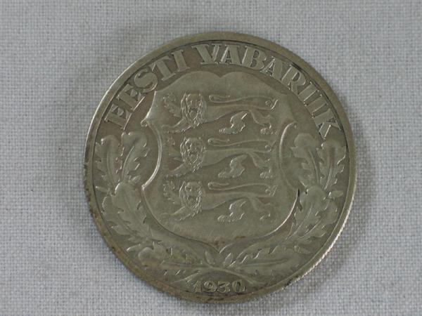 2 Krooni, Estland, 500er Silbermünze aus dem Jahr 1930