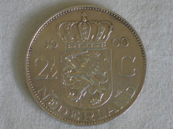 2 1/2 Gulden1960 "Juliana", Niederlande, 720er Silbermünze