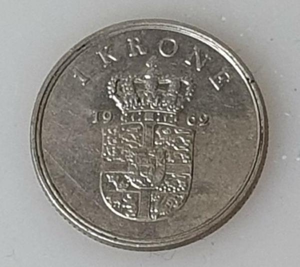 1 Krone, Dänemark, Kursmünze aus dem Jahr 1962