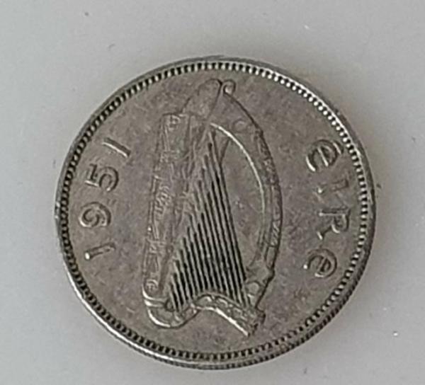 1 Schilling, Irland, Kursmünze aus dem Jahr 1951