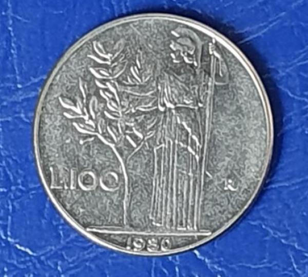 100 Lire, Italien, Kursmünze aus dem Jahr 1980