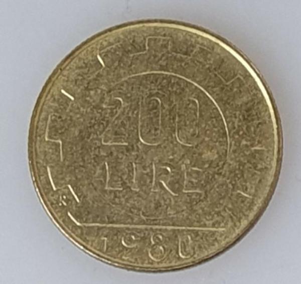 200 Lire, Italien, Kursmuenze aus dem Jahr 1980