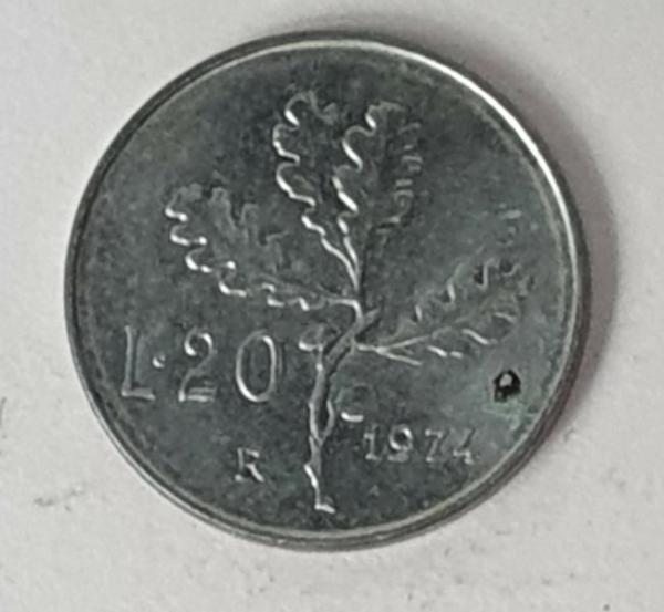 20 Lire, Italien, Kursmuenze aus dem Jahr 1974