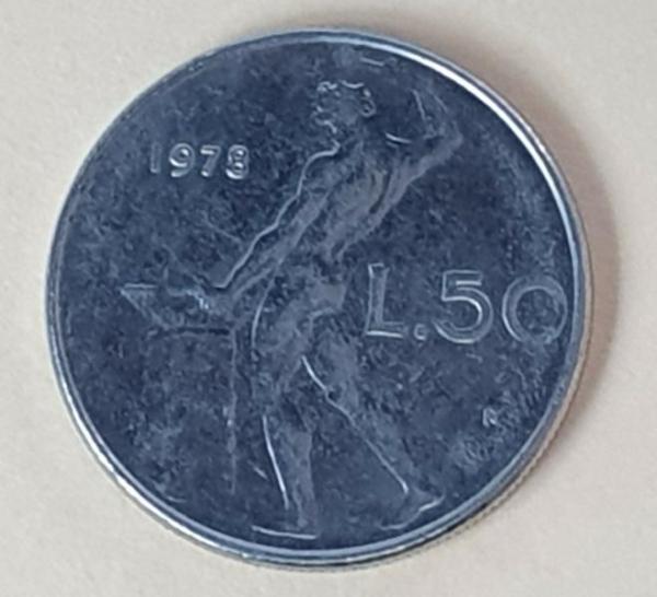50 Lire, Italien, Kursmünze aus dem Jahr 1973