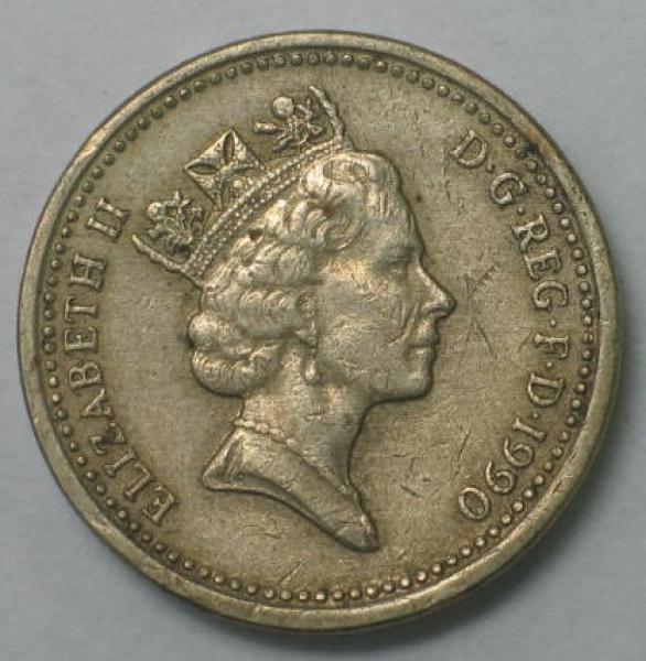 1 Pfund (One Pound) 1990 "Lauch" -Elisabeth II-, Großbritannien