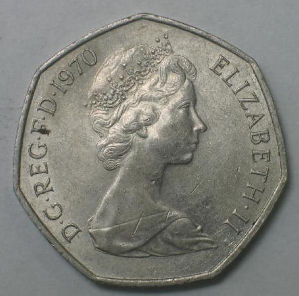 50 New Pence Elisabeth II 1970, Großbritannien
