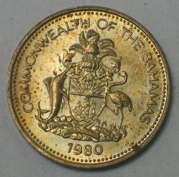 1 Cent -Grosser Netzseestern- 1980, Bahamas
