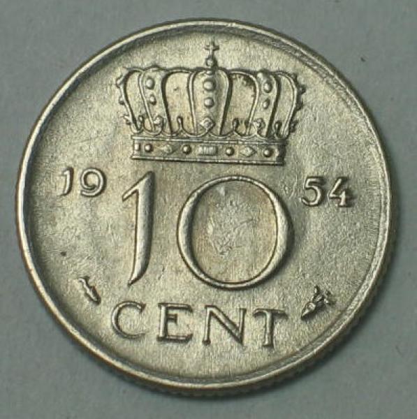 10 Cent -Königin Juliana- 1954, Niederlande