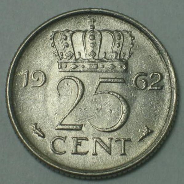 25 Cent -Königin Juliana- 1962, Niederlande